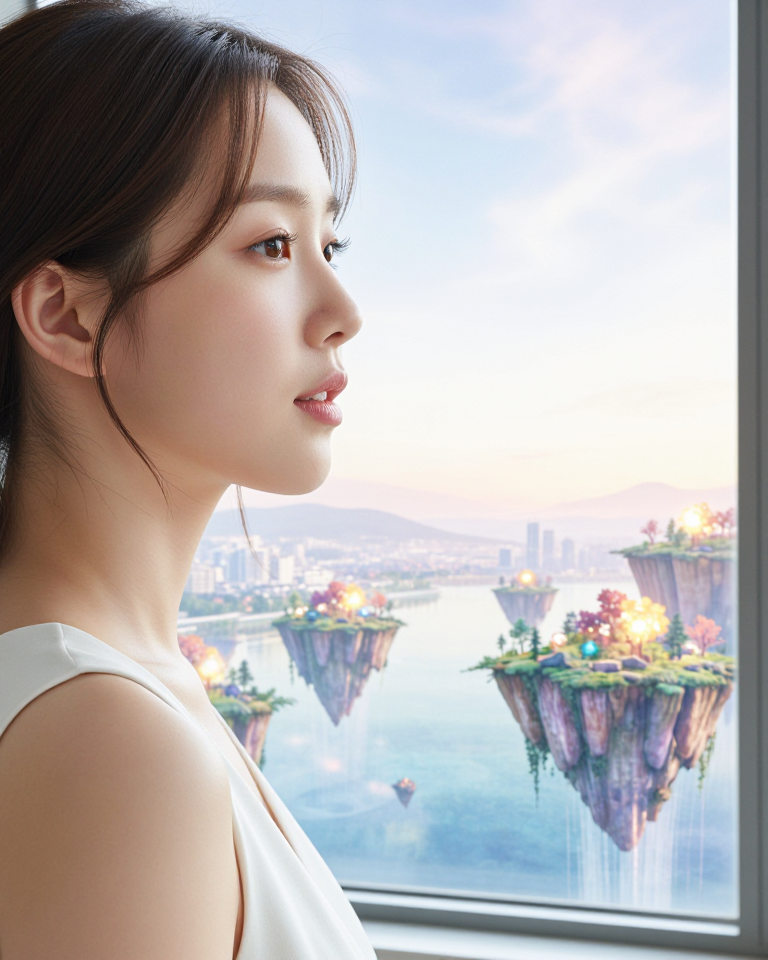 창 너머의 수채화 세상